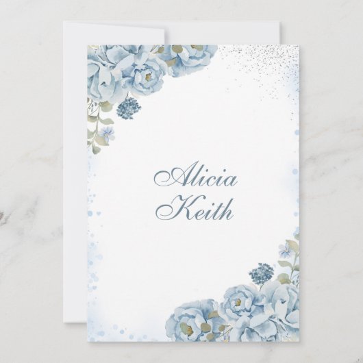 Dusty Blue Bow Coquette Butterfly Invitation 招待状 (裏面)