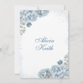 Dusty Blue Bow Coquette Butterfly Silver Quinceane 招待状 (裏面)