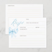 Dusty Blue Bow Elegant Bridal Shower Recipe Cards (正面/裏面)