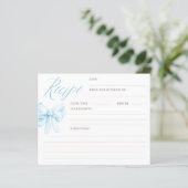 Dusty Blue Bow Elegant Bridal Shower Recipe Cards (スタンド正面)