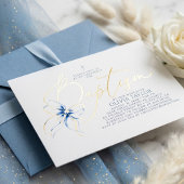 Dusty Blue Bow Elegant Minimalist Modern Baptism 箔招待状