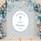 Dusty Blue Bow Greek Frame Baptism Welcome アクリルサイン