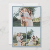 Dusty Blue Bow Merry Christmas 4 Photo Family シーズンカード (裏面)