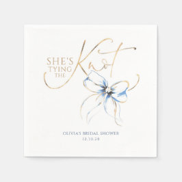 Dusty Blue Bow She's Tying the Knot Bridal Shower スタンダードカクテルナプキン