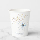 Dusty Blue Bow She's Tying the Knot Bridal Shower 紙コップ (正面)