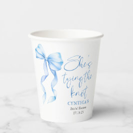 Dusty Blue Bow She's Tying the Knot Bridal Shower 紙コップ