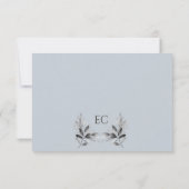 Dusty Blue Branch Monogram Wedding 出欠カード (裏面)