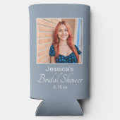 Dusty Blue Bridal Shower Photo スリム缶クーラー (裏面)