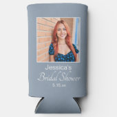 Dusty Blue Bridal Shower Photo スリム缶クーラー (正面)