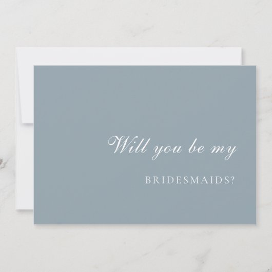 Dusty Blue  Bridesmaid Proposal Card 招待状 (正面)