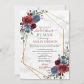 Dusty Blue Burgundy Geometric Shower by Mail 招待状 (正面)