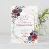 Dusty Blue Burgundy Geometric Shower by Mail 招待状 (スタンド正面)