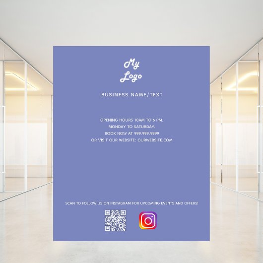 Dusty blue business logo qr code instagram チラシ
