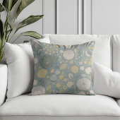 Dusty Blue Butter Yellow Beige Modern Floral Print クッション