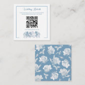 Dusty Blue Calligraphy QR Code Wedding エンクロージャーカード (正面/裏面)