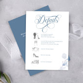 Dusty Blue Calligraphy QR Code Wedding Details エンクロージャーカード