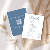 Dusty Blue Calligraphy QR Code Wedding Details 出欠カード