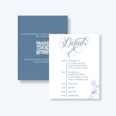 Dusty Blue Calligraphy QR Code Wedding Details 出欠カード
