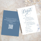 Dusty Blue Calligraphy QR Code Wedding Insert エンクロージャーカード