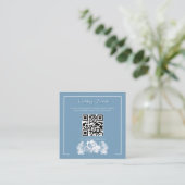 Dusty Blue Calligraphy QR Info Wedding エンクロージャーカード (スタンド正面)