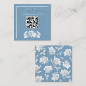 Dusty Blue Calligraphy QR Info Wedding エンクロージャーカード (正面/裏面)
