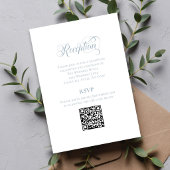 Dusty Blue Calligraphy Wedding QR Code RSVP エンクロージャーカード