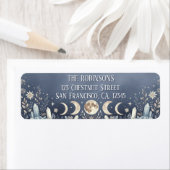 Dusty Blue Celestial Moon Phase Return Address  ラベル (インサイチュ)