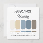 Dusty Blue Champagne Wedding Color Palette Card 招待状 (正面)