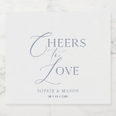 Dusty Blue “Cheers to Love” Wedding  スパークリングワインラベル (シングルラベル)