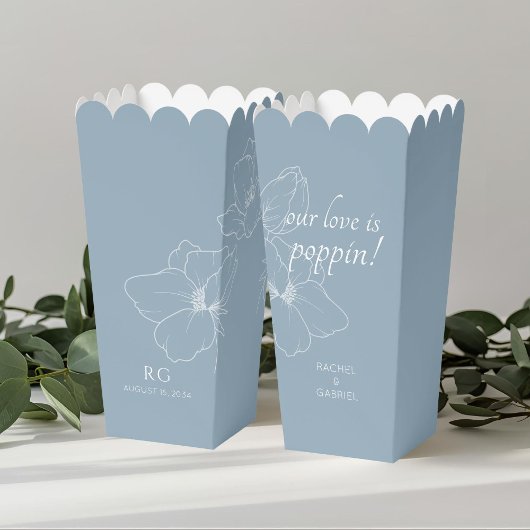 Dusty Blue | Chic Floral Couple Popcorn  フェイバーボックス