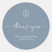 Dusty Blue | Chic & Modern Wedding Monogram  ラウンドシール (正面)