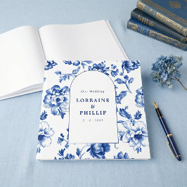 Dusty Blue Chinoiserie Arched Wedding Guest Book ゲストブック
