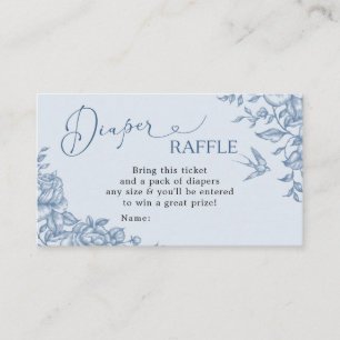 Dusty Blue Chinoiserie Baby Shower Diaper Raffle エンクロージャーカード