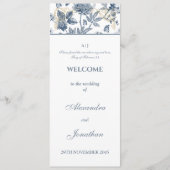 Dusty Blue Chinoiserie Christian Wedding Program プログラム (正面)