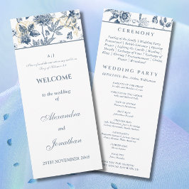 Dusty Blue Chinoiserie Christian Wedding Program プログラム