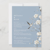 Dusty Blue Chinoiserie Floral All In One Wedding 招待状 (裏面)