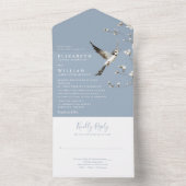 Dusty Blue Chinoiserie Floral Garden Wedding オールインワン招待状 (内側)