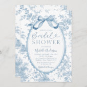 Dusty Blue Chinoiserie French Toile Bridal Shower 招待状 (正面/裏面)