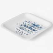 Dusty Blue Chinoiserie New chapter Baby Shower ペーパープレート (傾斜あり)