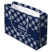 Dusty Blue Christmas Snowflake Magic ラージペーパーバッグ (裏面アングル)