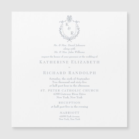 Dusty Blue Church 2 Venue Square Wedding Magnet (正面)