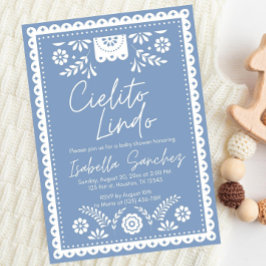 Dusty Blue Cielitoのリンドベイビーシャワーの招待 招待状