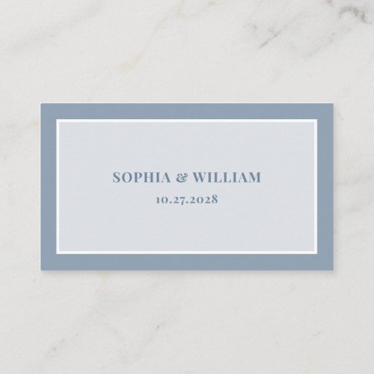 Dusty Blue | Classic and Luxe Wedding Flat プレイスカード (裏面)