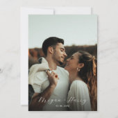 Dusty Blue Classy Script モダン Photo結婚's 招待状 (裏面)