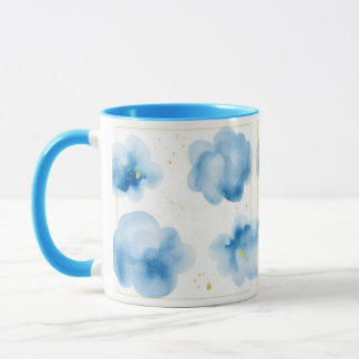 Dusty Blue Clouds Sprinkled Gold Frame Mug Tasse マグカップ