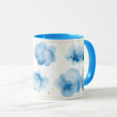 Dusty Blue Clouds Sprinkled Gold Frame Mug Tasse マグカップ (正面右)