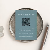 Dusty Blue Coastal RSVP Card with QR Code エンクロージャーカード