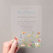 Dusty Blue Colorful Rustic Wildflower Wedding アクリル招待状 (インサイチュ (ポータブル))