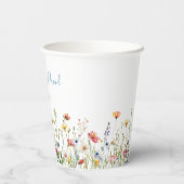 Dusty Blue Colorful Rustic Wildflower Wedding 紙コップ (裏面)