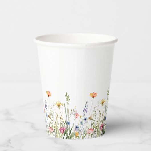 Dusty Blue Colorful Rustic Wildflower Wedding 紙コップ (右)